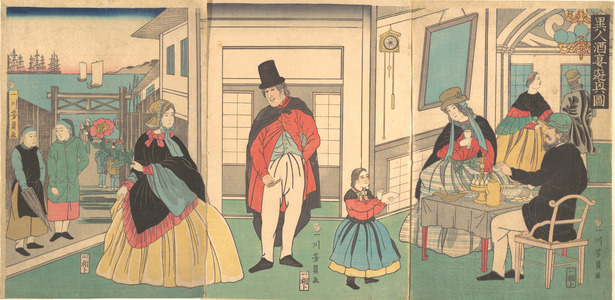 Utagawa Yoshikazu: Foreigners Enjoying a Banquet - Metropolitan Museum of Art
