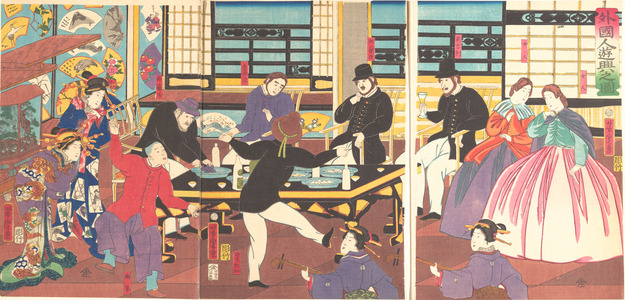 歌川芳虎: Foreigners Enjoying a Party - メトロポリタン美術館