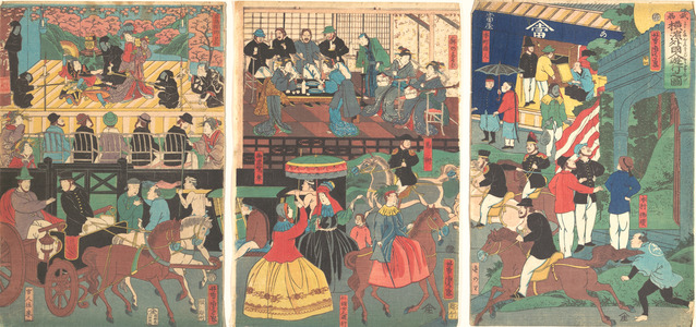 歌川芳虎: A View of the Amusements of the Foreigners in Yokohama, Bushu - メトロポリタン美術館