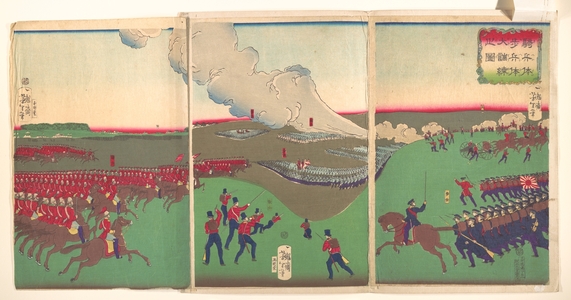 月岡芳年: A Picture of Cavalry, Infantry and Soldiers Retreating - メトロポリタン美術館