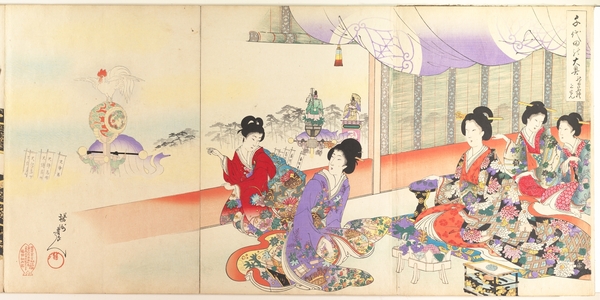 豊原周延: Chiyoda Castle (Album of Women) - メトロポリタン美術館