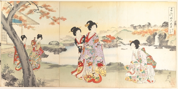 Toyohara Chikanobu, 豊原周延 (Hashimoto Chikanobu (Japanese, 1838–1912))による浮世絵「Chiyoda Castle (Album of Women)」