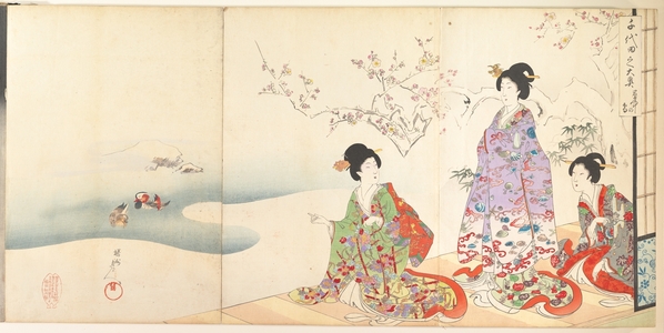 Toyohara Chikanobu, 豊原周延 (Hashimoto Chikanobu (Japanese, 1838–1912))による浮世絵「Chiyoda Castle (Album of Women)」