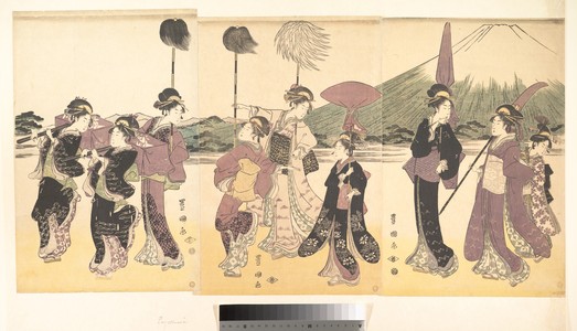 Utagawa Toyokuni I: Women Parading in an Imitation of the Cortege of a Daimyo - Metropolitan Museum of Art