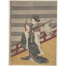 鈴木春信: Shinto Priestess (Miko) Dancing at a Shrine - ボストン 