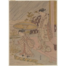 鈴木春信: Viewing Iris in the Rain - メトロポリタン美術館