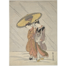 鈴木春信: Two Women in a Storm - メトロポリタン美術館