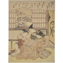 鈴木春信: Evening Snow on Matsuchi Hilll, from the series Eight Fashionable Views of Edo (Furyu Edo hakkei) - メトロポリタン美術館