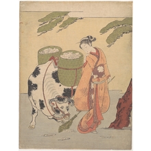 Suzuki Harunobu: A Woman Sweeping up Her Love Letters - Metropolitan Museum of Art