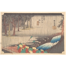 Utagawa Hiroshige, 歌川広重 (Utagawa Hiroshige (Japanese, 1797–1858))による浮世絵「Spring Rain at Tsuchiyama (50th Station of the Tôkaidô)」