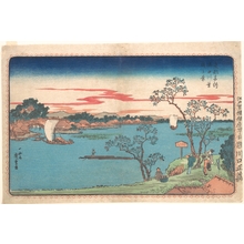 Utagawa Hiroshige: A View of Cherry Trees in Leaf along the Sumida River - Metropolitan Museum of Art