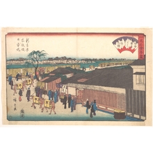 歌川広重: The Harimaya at Shinyoshiwara Emonzaka Nihonzutsumi - メトロポリタン美術館