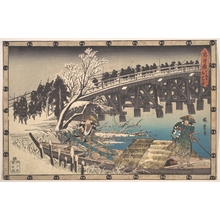 Utagawa Hiroshige: The Loyal Ronin Crossing the Long Bridge to Embark for the Night Attack upon Moronao - Metropolitan Museum of Art