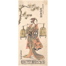 鳥居清満: The Actor Azuma Tôzô I as a Woman Carrying Two Bird Cages - メトロポリタン美術館