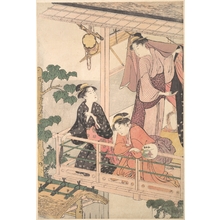 Torii Kiyonaga: Three Geisha on Balcony with Instruments - Metropolitan Museum of Art