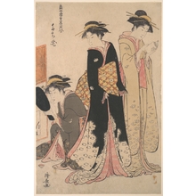 鳥居清長: Three Geishas of Tachibana Street in Their Room - メトロポリタン美術館