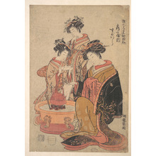 磯田湖龍齋: The Oiran Sugawara of Tsuru-ya seated beside a hibachi (fire box) - メトロポリタン美術館