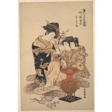 Isoda Koryusai: The Oiran Sayokinu of Yotsumeya Making a Flower Arrangement - Metropolitan Museum of Art