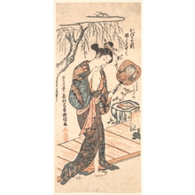 奥村政信: Woman In Loosened Kimono Coming From the Bath - メトロポリタン美術館