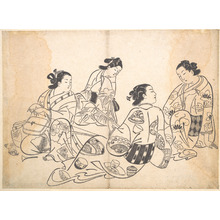 Estampe japonaise "Group of Four Women" par Okumura Masanobu, 奥村政信 (Okumura Masanobu (Japanese, 1686–1764))