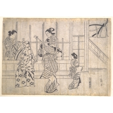 Hishikawa Moronobu, 菱川師宣 (Hishikawa Moronobu (Japanese, 1625–1694))による浮世絵「Street Scene in Yoshiwara」