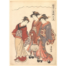 Torii Kiyonaga: Two Geisha Preceded by a Maid Carrying a Lantern - Metropolitan Museum of Art