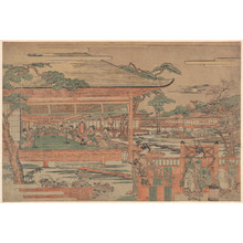 北尾重政: Ushiwaka, the Young Yoshitsune Serenading Jorurihime - メトロポリタン美術館