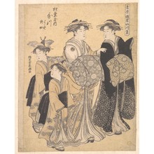 Katsukawa Shuncho: The Oiran Utagawa of Matsubaya attended by Her Kamuro Yoshino and Tatsuta - Metropolitan Museum of Art