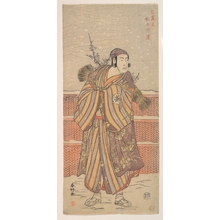 勝川春好: Matsumoto Sumezô as a Man in Winter Attire Standing in the Snow - メトロポリタン美術館