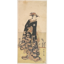 勝川春章: Osagawa Tsuneyo as a Tall Woman Dressed in a Black Uchikake - メトロポリタン美術館