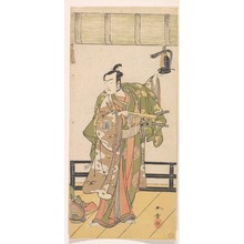 勝川春章: Arashi Sangoro as a Samurai Standing on the Veranda of a Great House - メトロポリタン美術館