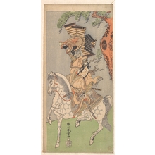 勝川春章: Ichikawa Danjuro V as a Warrior Mounted on a Dapple Gray Horse - メトロポリタン美術館