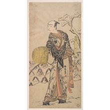 勝川春章: The First Nakamura Nakazo as a Komuso Standing in the Snow by a Fence - メトロポリタン美術館