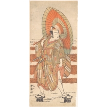 勝川春章: The Second Ichikawa Yaozo as a Samurai Standing in the Snow - メトロポリタン美術館