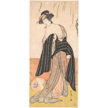 Katsukawa Shunsho: The Actor Nakamura Riko as an Oiran Tying Her Obi - Metropolitan Museum of Art