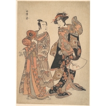 勝川春章: The Third Segawa Kikunojô as Ochiyo and Bando Mitsugorô as Hanbei - メトロポリタン美術館