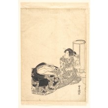 歌川豊国: Courtesan or Actor as Courtesan Pouring Tea by the Light of a Lantern - メトロポリタン美術館