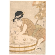 Kitagawa Utamaro: Woman Washing Baby in Tub - Metropolitan Museum of Art