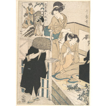 Kitagawa Utamaro: A Woman at Her Toilet Seated before a Mirror, Having Her Hair combed by a Kameyui (Woman Hairdresser) - Metropolitan Museum of Art