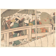 喜多川歌麿: Women on a Bridge, from the illustrated book Flowers of the Four Seasons - メトロポリタン美術館