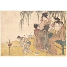 Kitagawa Utamaro: A Child Lighting Fireworks, from the illustrated book Flowers of the Four Seasons - Metropolitan Museum of Art