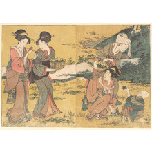 喜多川歌麿: Girls Picking Green Leaves, from the illustrated book Flowers of the Four Seasons - メトロポリタン美術館