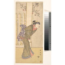 勝川春英: The Fourth Iwai Hanshiro as a Woman Standing under a Torii - メトロポリタン美術館