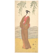 Katsukawa Shun'ei: The Third Segawa Kikunojo as Hisamatsu Standing on the Bank - Metropolitan Museum of Art