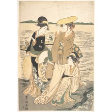 歌川豊国: Three Young Ladies by the Seashore - メトロポリタン美術館