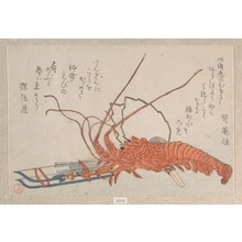 窪俊満: Lobster, Hamayumi (Ceremonial Miniature Bow) with Arrows and Fans - メトロポリタン美術館