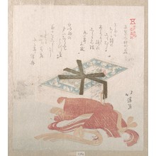 魚屋北渓: Box of Face Powder and Hair Ties; Specialities of Shimomura in Ryogaecho - メトロポリタン美術館