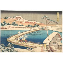 Katsushika Hokusai: Old View of the Boat-bridge at Sano in Kôzuke Province (Kôzuke Sano funabashi no kozu), from the series Remarkable Views of Bridges in Various Provinces (Shokoku meikyô kiran) - Metropolitan Museum of Art