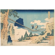 Katsushika Hokusai: The Suspension Bridge on the Border of Hida and Etchû Provinces (Hietsu no sakai tsuribashi), from the series Remarkable Views of Bridges in Various Provinces (Shokoku meikyô kiran) - Metropolitan Museum of Art