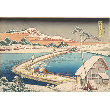 Katsushika Hokusai: Old View of the Boat-bridge at Sano in Kôzuke Province (Kôzuke Sano funabashi no kozu), from the series Remarkable Views of Bridges in Various Provinces (Shokoku meikyô kiran) - Metropolitan Museum of Art